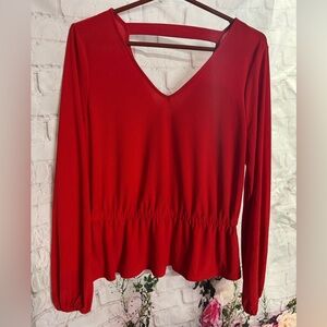 Bar III Vibrant Red Long Sleeve Top